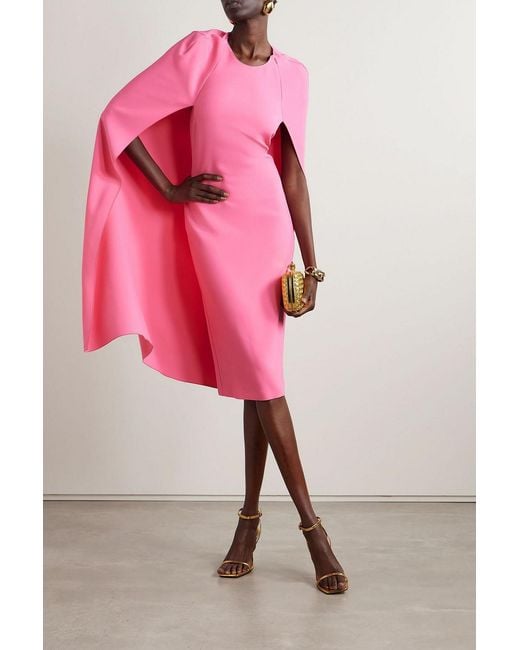 Stella McCartney Pink Cape-Effect Crepe Midi Dress
