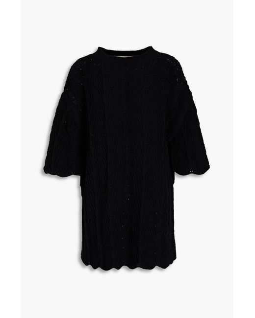 Loulou Studio Black Anjo Crochet-knit Cotton Mini Dress