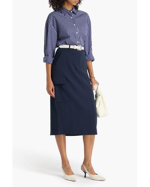 Theory Blue Crepe Midi Skirt