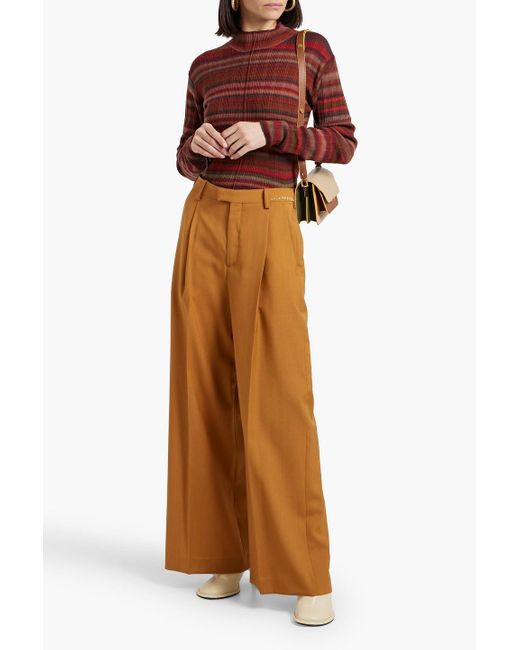 Marni Brown High-Rise Wool And Mohair-Blend Wide-Leg Pants