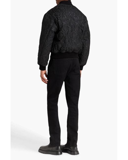 Versace Black Metallic Brocade Bomber Jacket for men