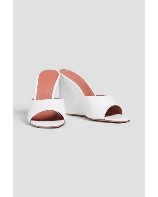 AMINA MUADDI White Lupita Leather Wedge Mules