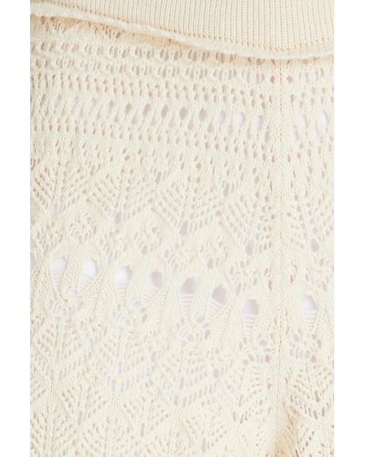 Ba&sh Natural Crochet-knit Cotton Wide-leg Pants