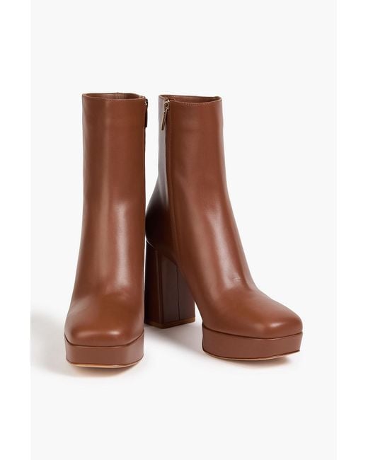 Gianvito Rossi Brown Daisen Leather Platform Ankle Boots