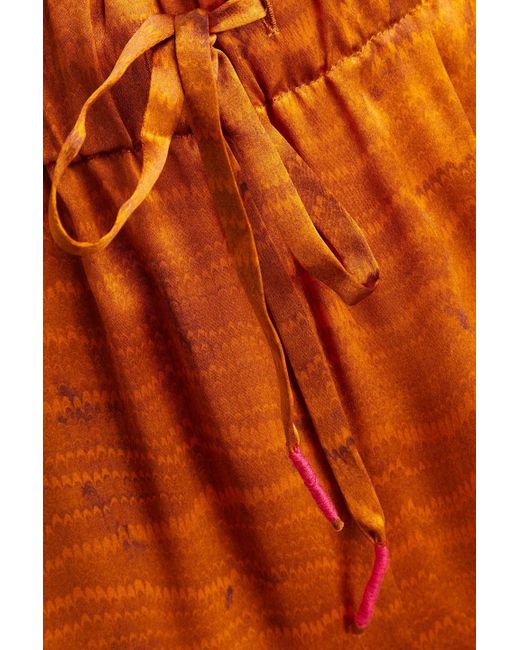 Saloni Orange Paige hose mit geradem bein aus seidensatin mit print