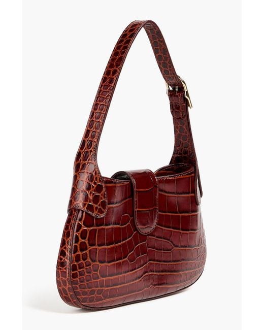 Sandro Red Janet Croc-effect Leather Shoulder Bag