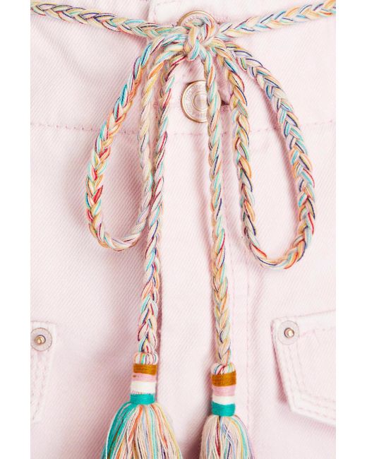 Zimmermann Pink Belted Denim Mini Skirt