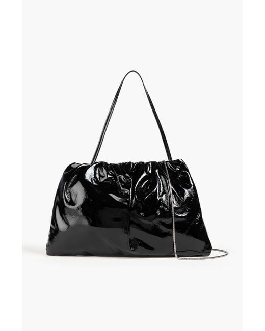 Staud Black Phoebe Patent-Leather Shoulder Bag