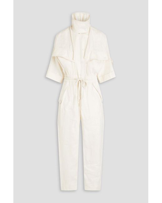 Zimmermann White Cropped Linen Jumpsuit