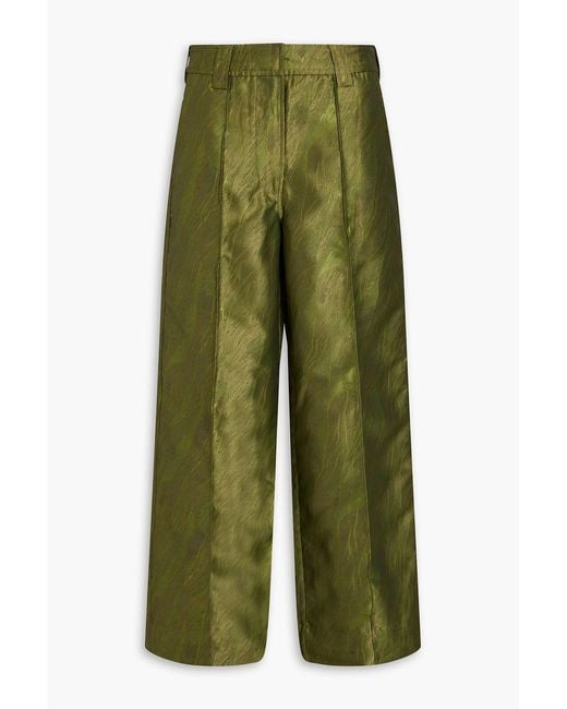 Ganni Green Jacquard Straight-leg Pants