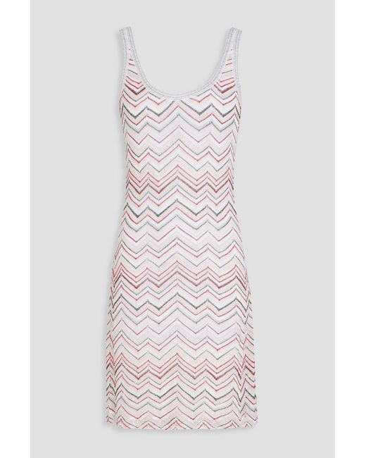 Missoni White Sequin-embellished Metallic Crochet-knit Mini Dress