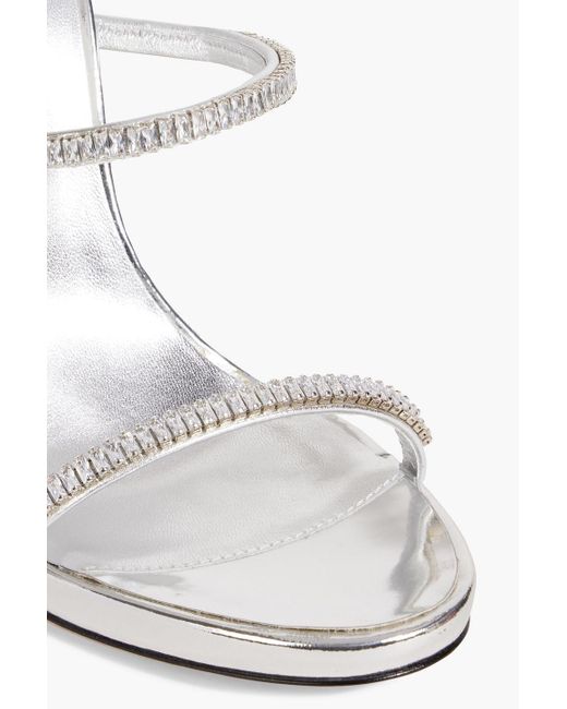 Giuseppe Zanotti White Harmony Crystal Embellished Mirrored-leather Sandals