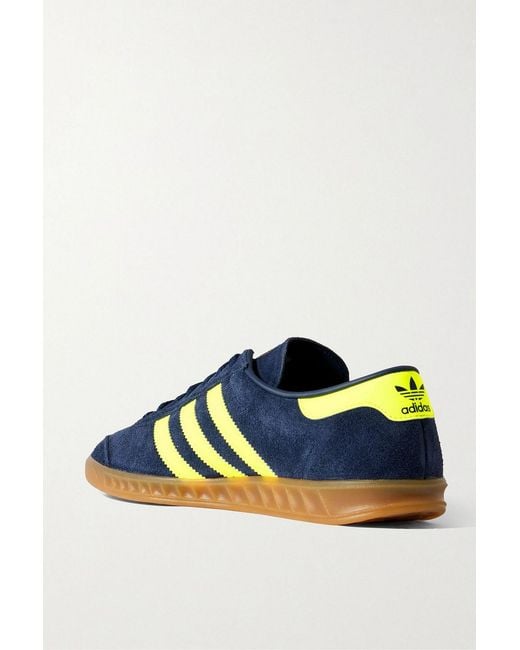 Adidas Originals Blue Hamburg Leather-trimmed Suede Sneakers for men
