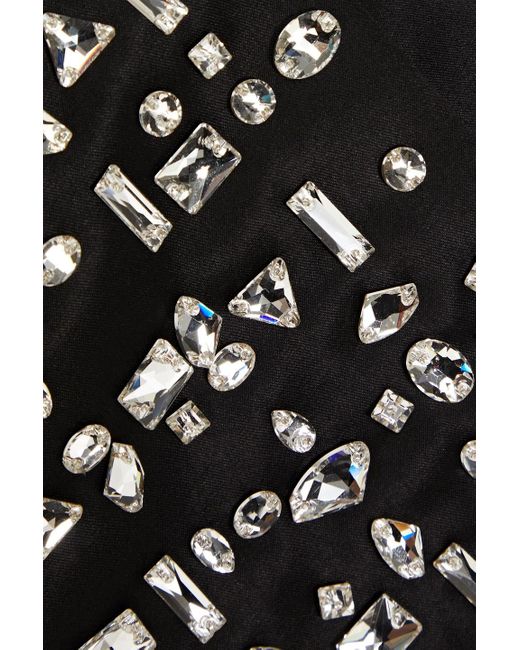 16Arlington Black Minerva Crystal-embellished Satin-twill Mini Skirt