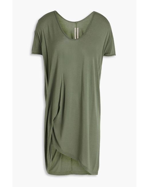 Rick Owens Green Oversized Ruched Jersey T-shirt