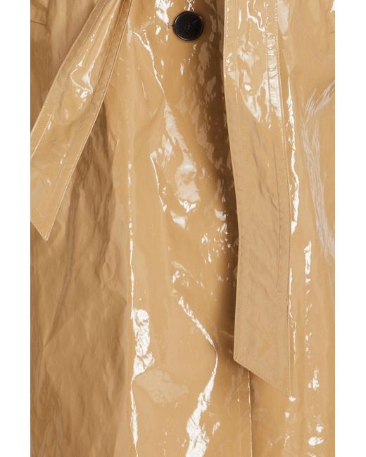 Ba&sh Natural Trenchcoat aus glänzender baumwolle mit gürtel
