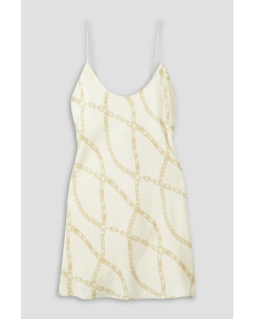 Anine Bing Natural Lisette Printed Silk-charmeuse Mini Dress