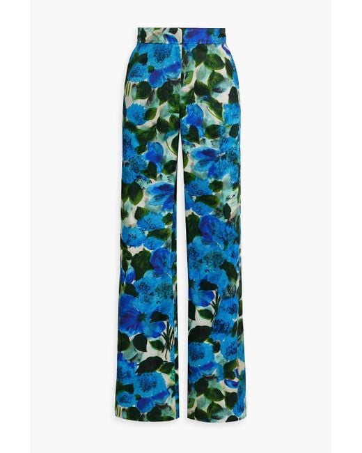 Dries Van Noten Blue Floral-print Cotton Wide-leg Pants