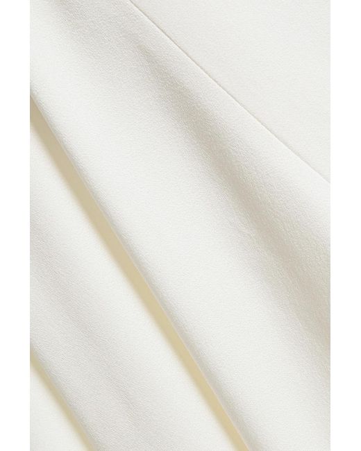 Halston Heritage White Asymmetric Draped Satin Midi Dress