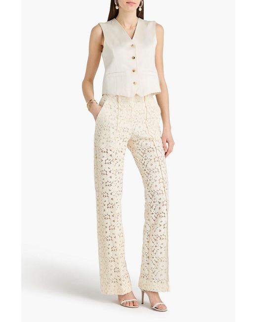 Zimmermann White Corded Lace Cotton-Blend Straight-Leg Pants