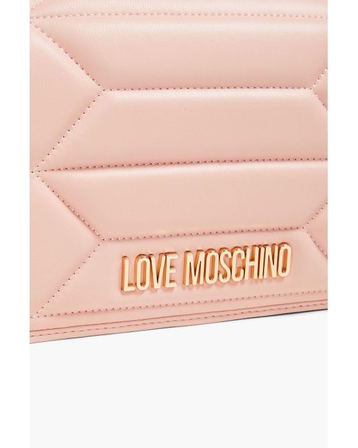 Love Moschino Pink Schultertasche aus gestepptem leder