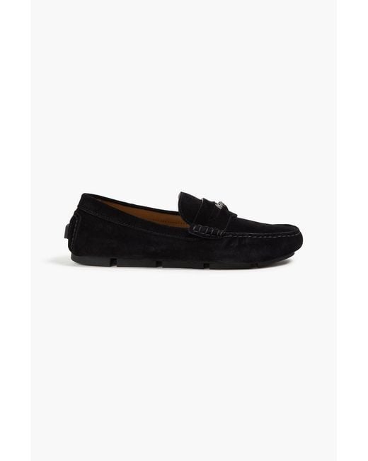 Versace Black Medusa Embellished Suede Driving Shoes for men
