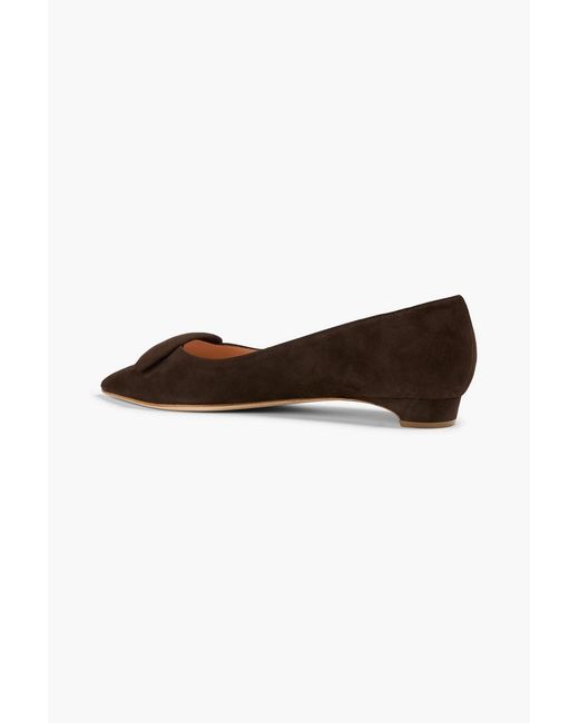 Rupert Sanderson Brown Bedfa Embellished Suede Point-toe Flats
