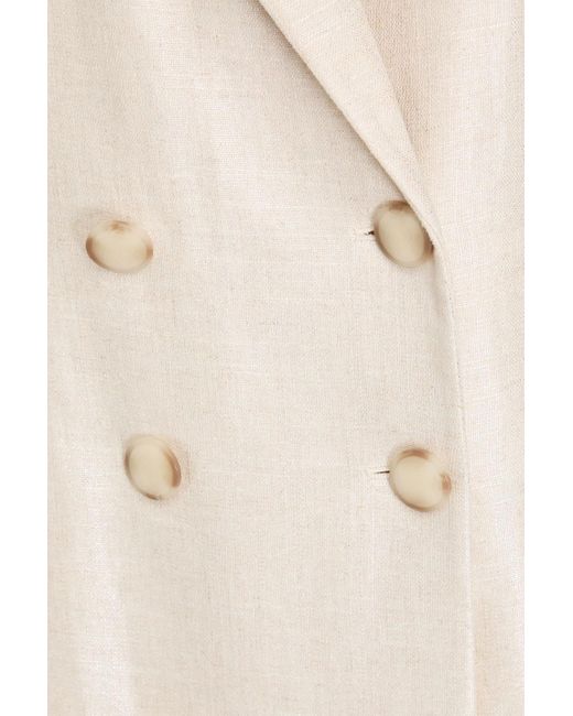 Veronica Beard Natural Parineti Dickey Double-breasted Linen-blend Blazer