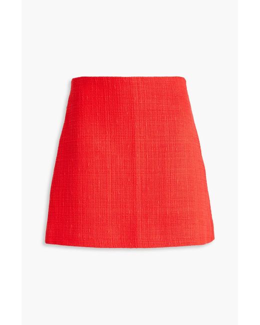 Theory Red Cotton-blend Tweed Mini Skirt
