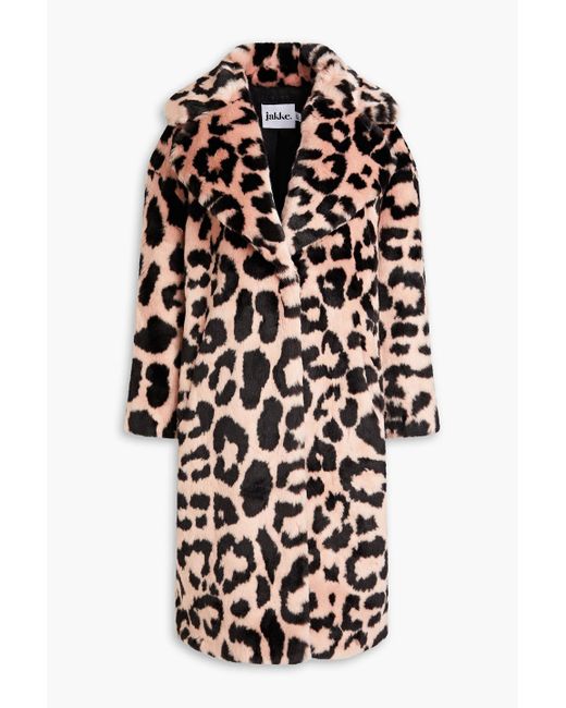 Jakke Pink Katie Leopard-print Faux Fur Coat