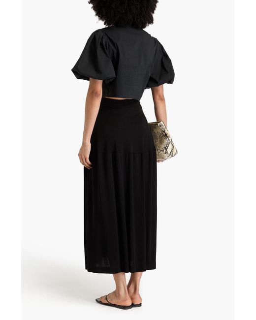 BITE STUDIOS Black Belted Jersey Midi Skirt