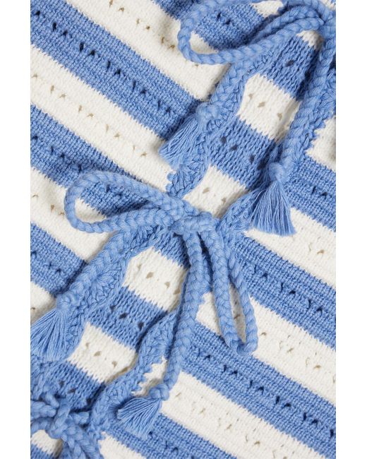 Shrimps Blue Coco Striped Crocheted Cotton Vest