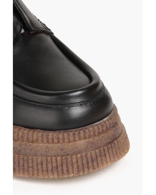 Ganni Black Leather Platform Ankle Boots