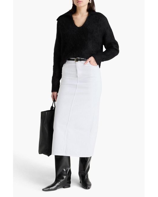 TOVE White Sera Denim Midi Skirt