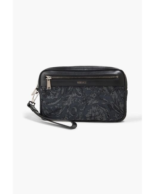 Versace Black Barocco Floral-jacquard Pouch for men