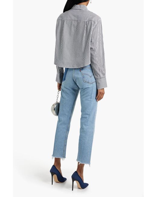 Jonathan Simkhai Gray Renata Cropped Striped Cotton-poplin Shirt