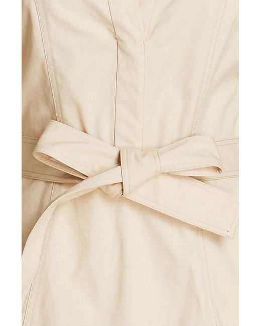 Claudie Pierlot Natural Bow-detailed Cotton-canvas Mini Dress