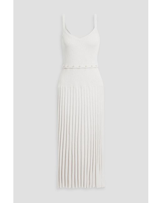 NAADAM White Geripptes midikleid aus einer baumwoll-kaschmirmischung