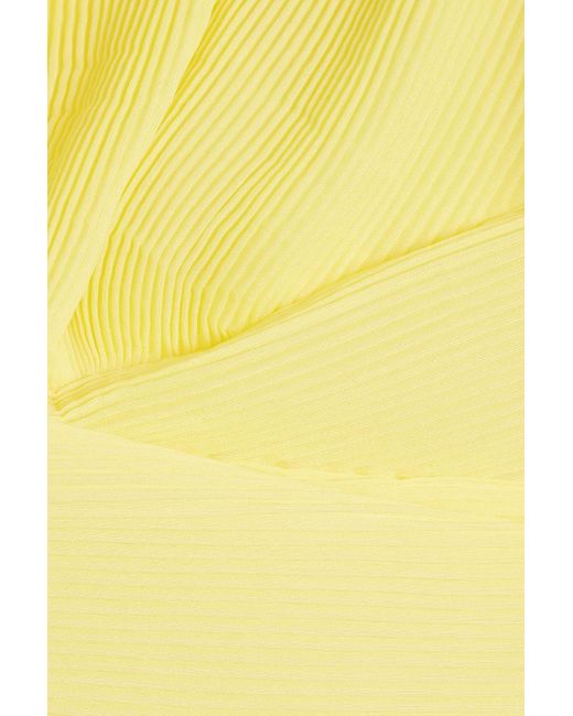 Zimmermann Yellow Tiered Plissé-organza Mini Dress
