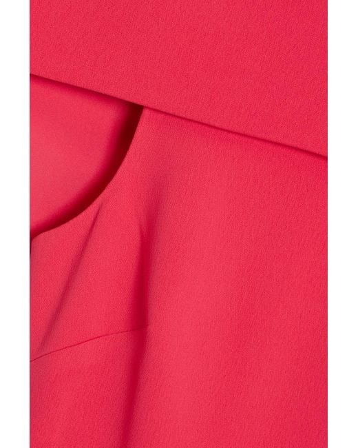 Badgley Mischka Red Cape-effect Crepe Dress