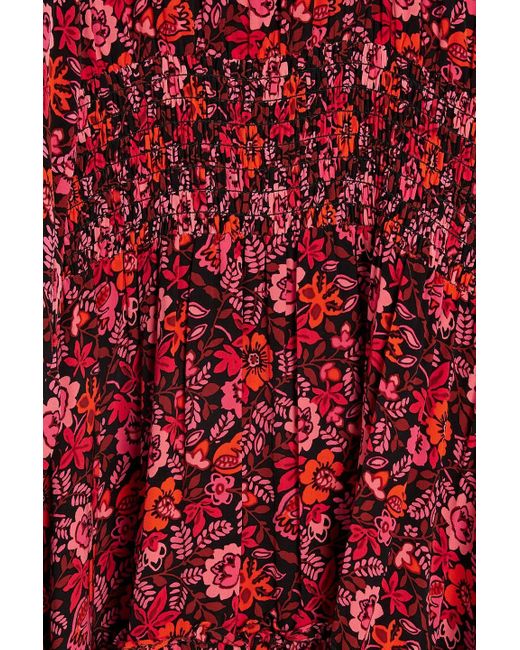 10 Crosby Derek Lam Rebecca Shirred Floral-print Crepe De Chine Midi Dress