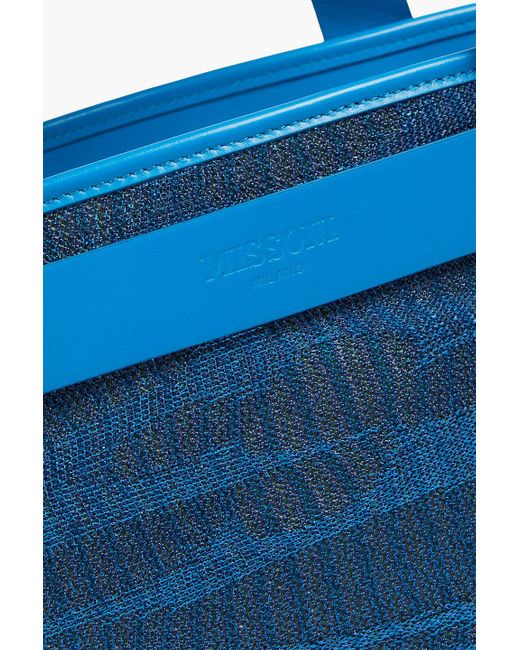 Missoni Blue Metallic Crochet-knit Tote