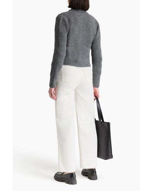 FRAME Black Bouclé-knit Wool-blend Cardigan