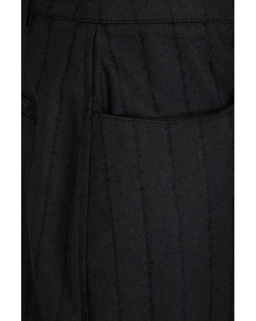 Loulou Studio Black Striped Wool-twill Midi Pencil Skirt