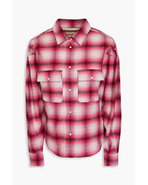 Étoile Isabel Marant Reosi Checked Wool-blend Flannel Shirt in Pink | Lyst  Canada