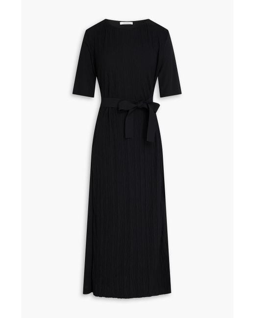 Max Mara Black Midikleid aus jersey in knitteroptik mit gürtel
