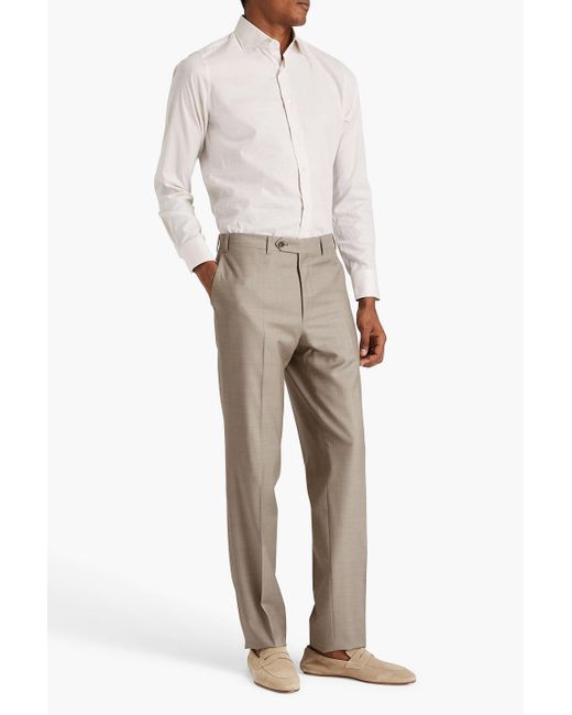 Canali Natural Mélange Wool-twill Pants for men