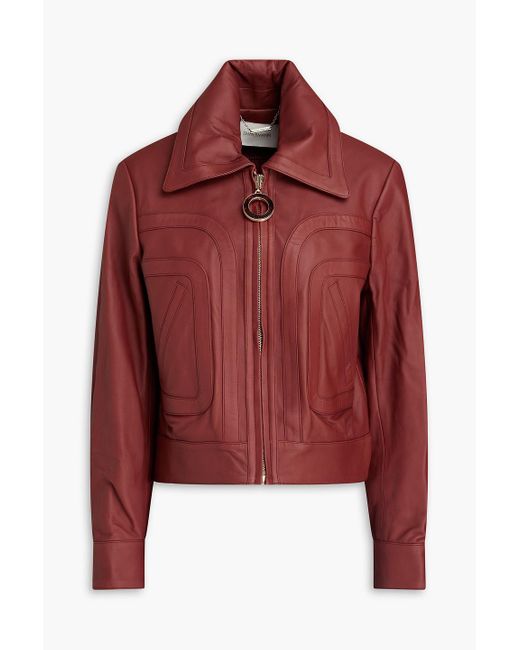 Zimmermann Red Cropped Leather Jacket
