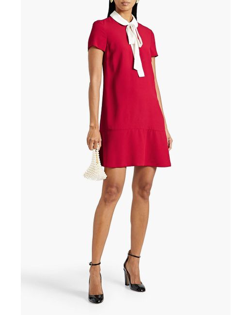 RED Valentino Red Pussy-bow Crepe De Chine Mini Dress