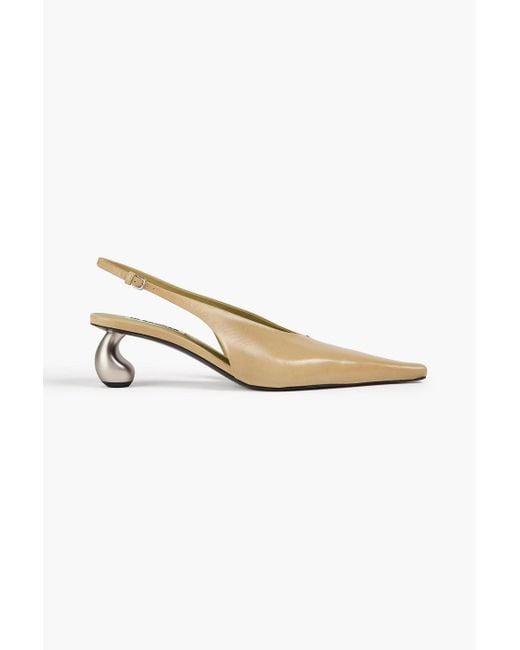 Jil Sander Green Leather Slingback Pumps